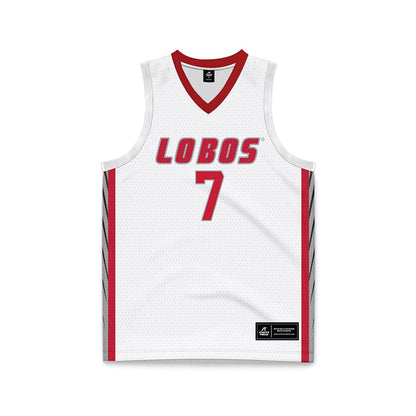 New Mexico - NCAA Men's Basketball : Ibrahima Sacko - White Basketball Jersey-0