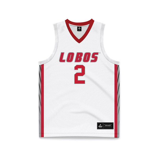 New Mexico - NCAA Men's Basketball : Donovan Dent - White Basketball Jersey-0