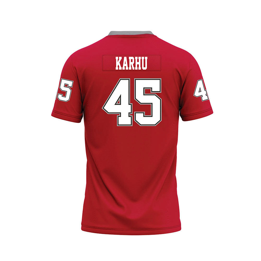 New Mexico - NCAA Football : Brett Karhu - Red Premium Football Jersey-1