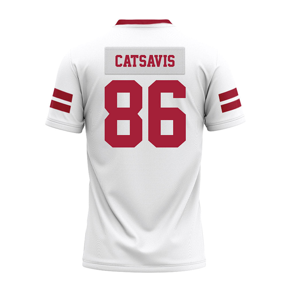 Arkansas - NCAA Football : Walker Catsavis - White Premium Football Jersey-1