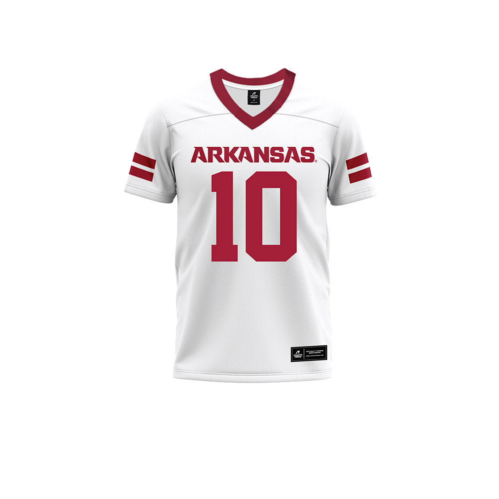 Arkansas - NCAA Football : Taylen Green - White Premium Football Jersey-0