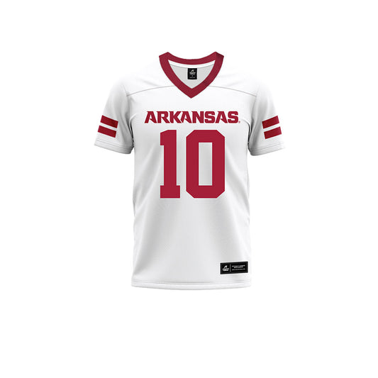 Arkansas - NCAA Football : Taylen Green - White Premium Football Jersey-0