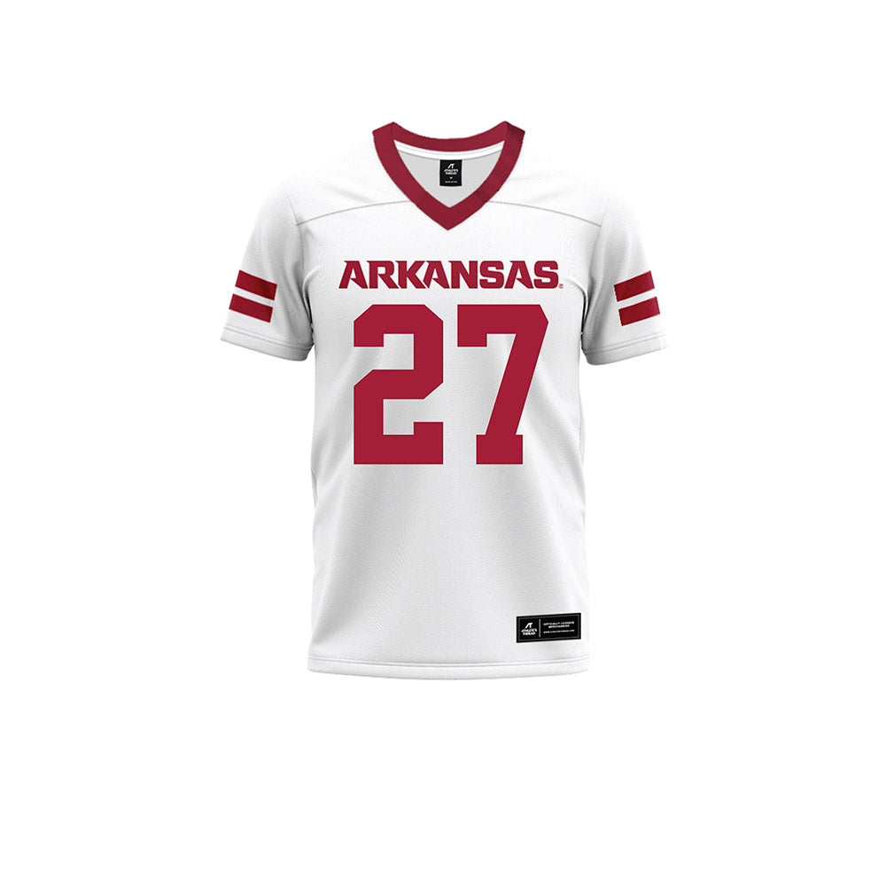 Arkansas - NCAA Football : Ahkhari Johnson - White Premium Football Jersey-0