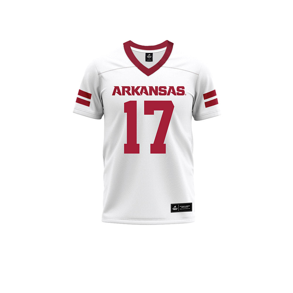 Arkansas - NCAA Football : Hudson Clark - White Premium Football Jersey-0