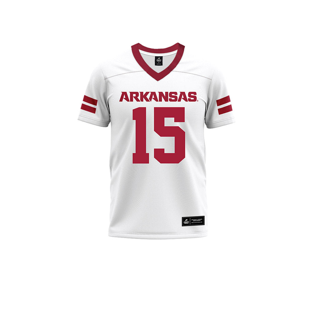 Arkansas - NCAA Football : Kam Shanks - White Premium Football Jersey-0