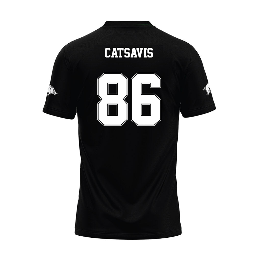 Arkansas - NCAA Football : Walker Catsavis - Black Premium Football Jersey