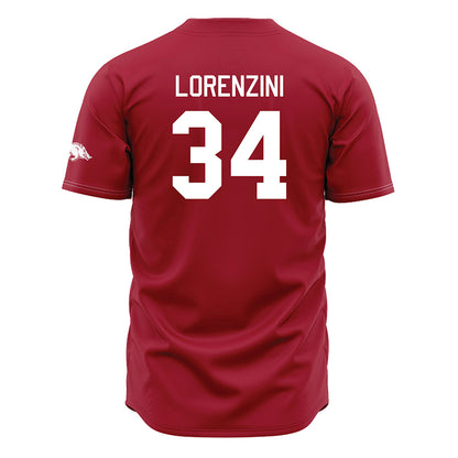 Arkansas - NCAA Baseball : Joey Lorenzini - Cardinal Jersey-1