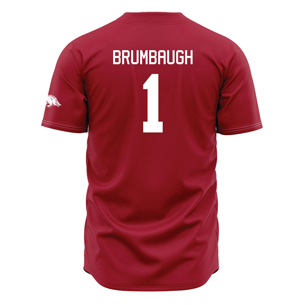 Arkansas - NCAA Baseball : Carson Brumbaugh - Cardinal Jersey-1
