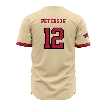 Arkansas - NCAA Baseball : Elliott Peterson - Youth Off White Jersey-1