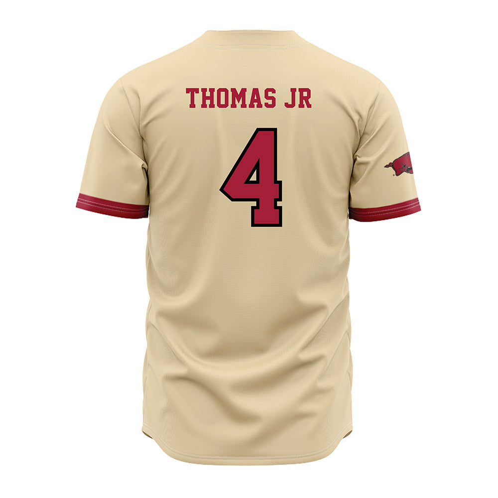 Arkansas - NCAA Baseball : Justin Thomas jr - Youth Off White Jersey