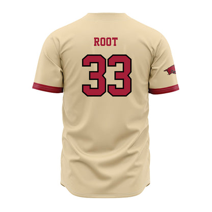 Arkansas - NCAA Baseball : Zach Root - Youth Off White Jersey-1