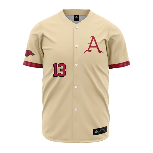 Arkansas - NCAA Baseball : Steele Eaves - Youth Off White Jersey-0