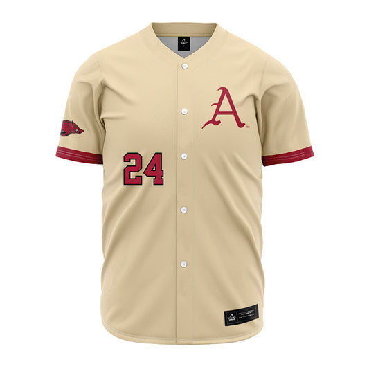 Arkansas - NCAA Baseball : Landon Schaefer - Youth Off White Jersey-0