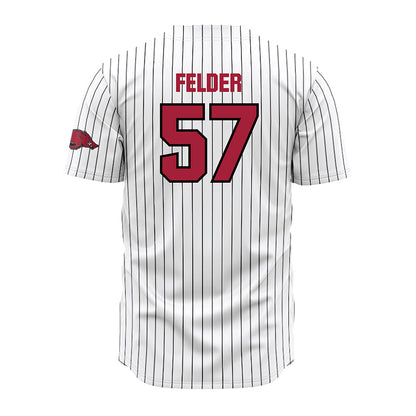 Arkansas - NCAA Baseball : Ross Felder - White Striped Jersey-1