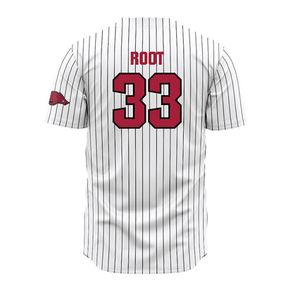 Arkansas - NCAA Baseball : Zach Root - White Striped Jersey-1