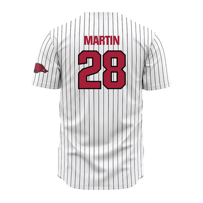 Arkansas - NCAA Baseball : Jordan Martin - White Striped Jersey-1