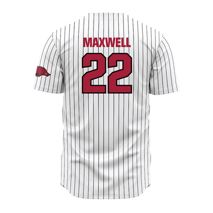 Arkansas - NCAA Baseball : Logan Maxwell - White Striped Jersey-1