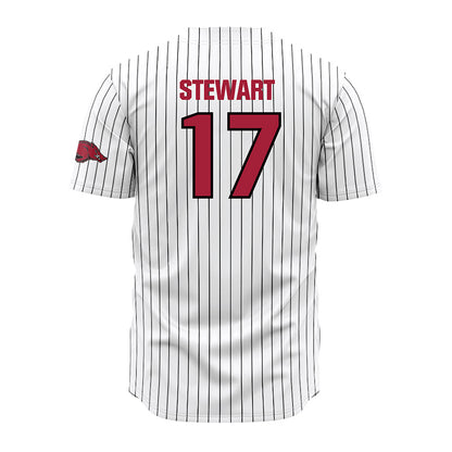 Arkansas - NCAA Baseball : Zack Stewart - White Striped Jersey-1