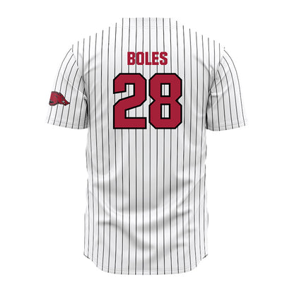 Arkansas - NCAA Baseball : Carson Boles - White Striped Jersey