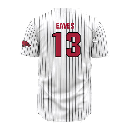 Arkansas - NCAA Baseball : Steele Eaves - White Striped Jersey-1