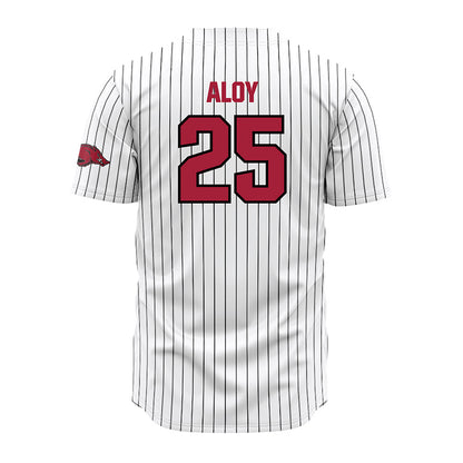 Arkansas - NCAA Baseball : Kuhio Aloy - White Striped Jersey-1