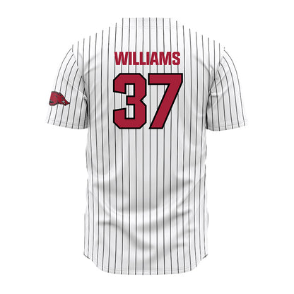 Arkansas - NCAA Baseball : Luke Williams - White Striped Jersey