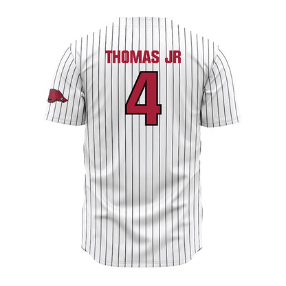 Arkansas - NCAA Baseball : Justin Thomas jr - White Striped Jersey
