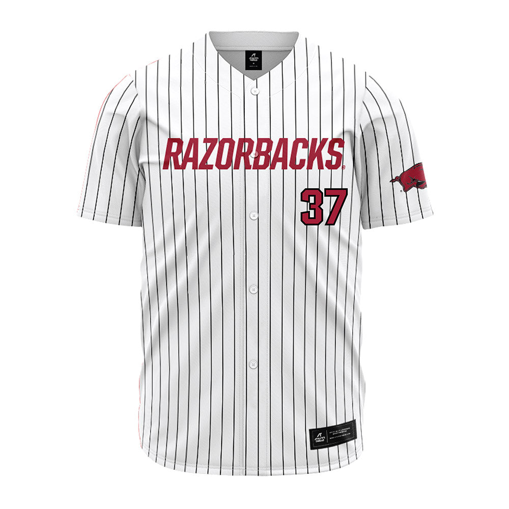 Arkansas - NCAA Baseball : Luke Williams - White Striped Jersey