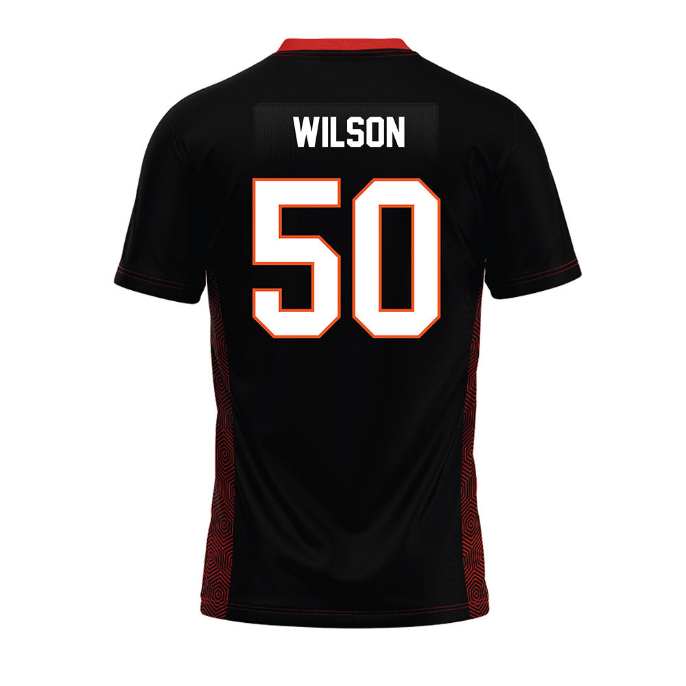 Oklahoma State - NCAA Football : Gunnar Wilson - Black Premium Football Jersey