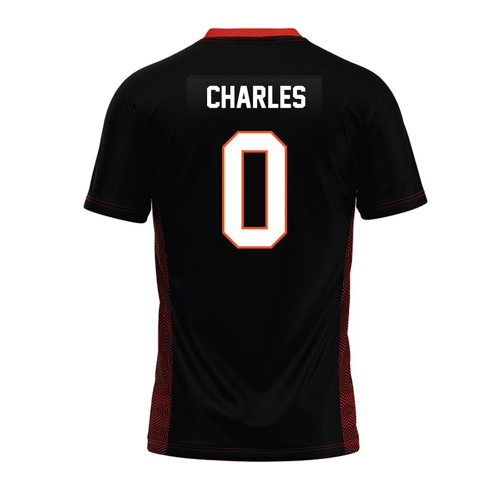 Oklahoma State - NCAA Football : Malik Charles - Black Premium Football Jersey-1