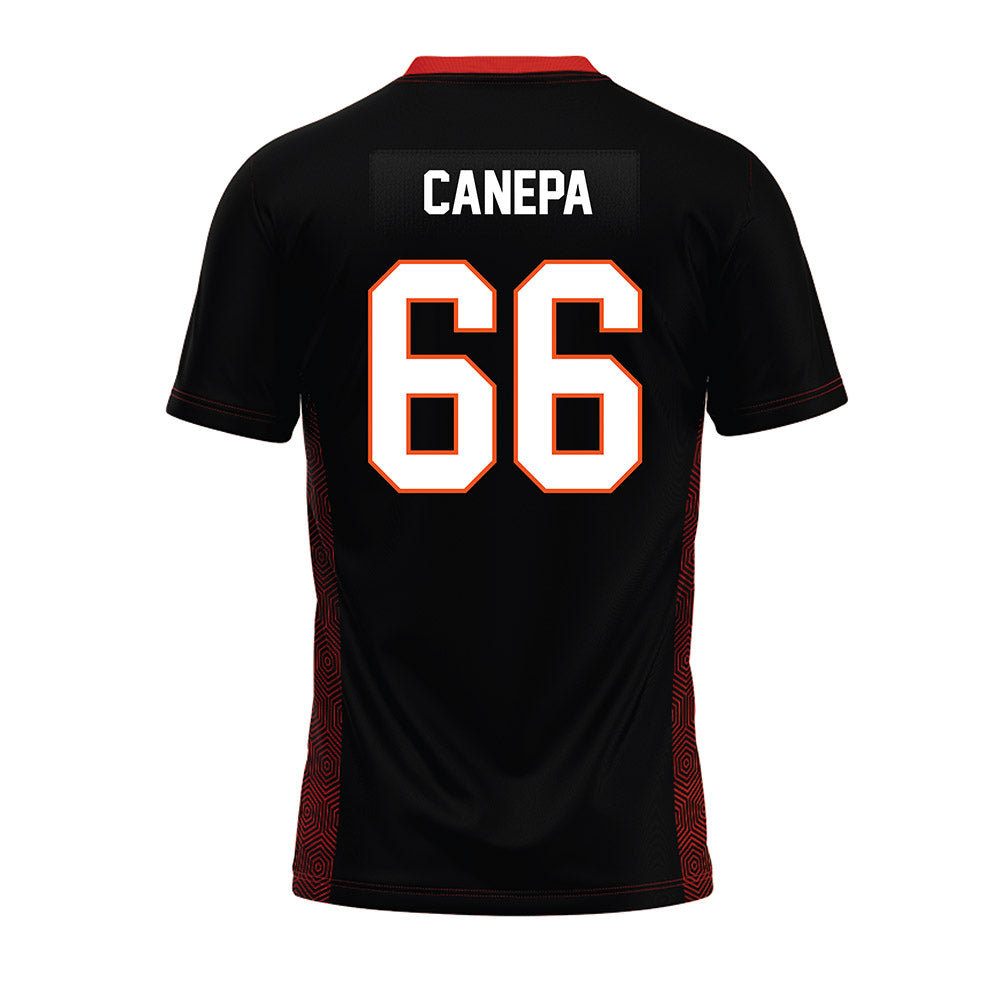 Oklahoma State - NCAA Football : Louie Canepa - Black Premium Football Jersey-1