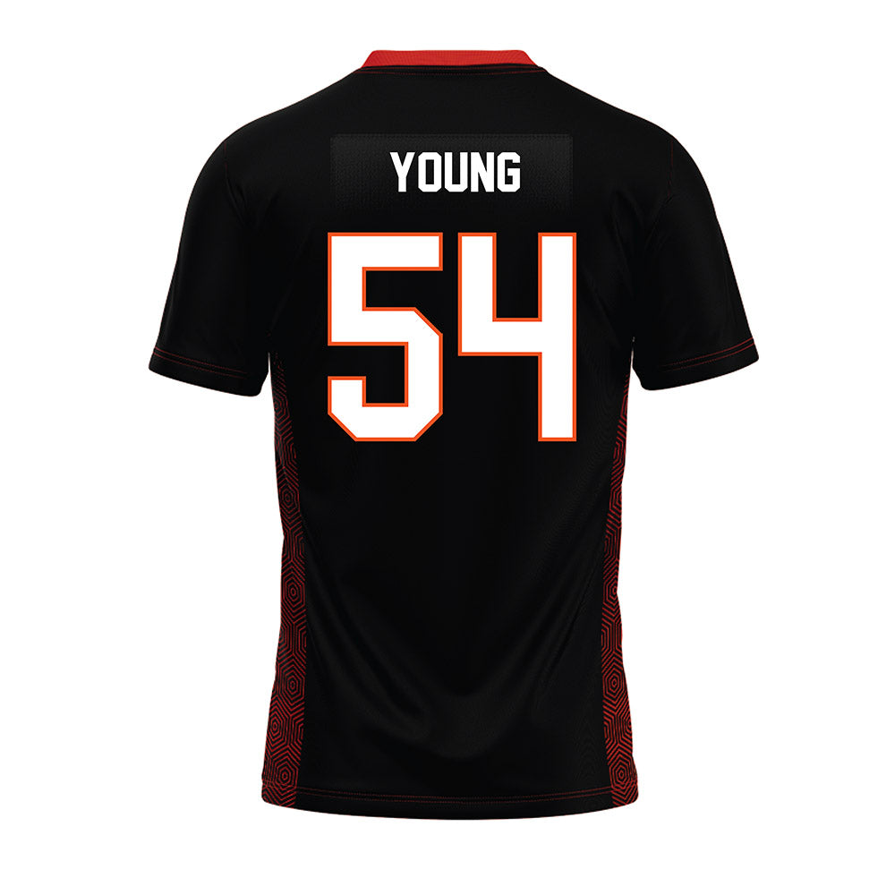 Oklahoma State - NCAA Football : Austin Young - Black Premium Football Jersey