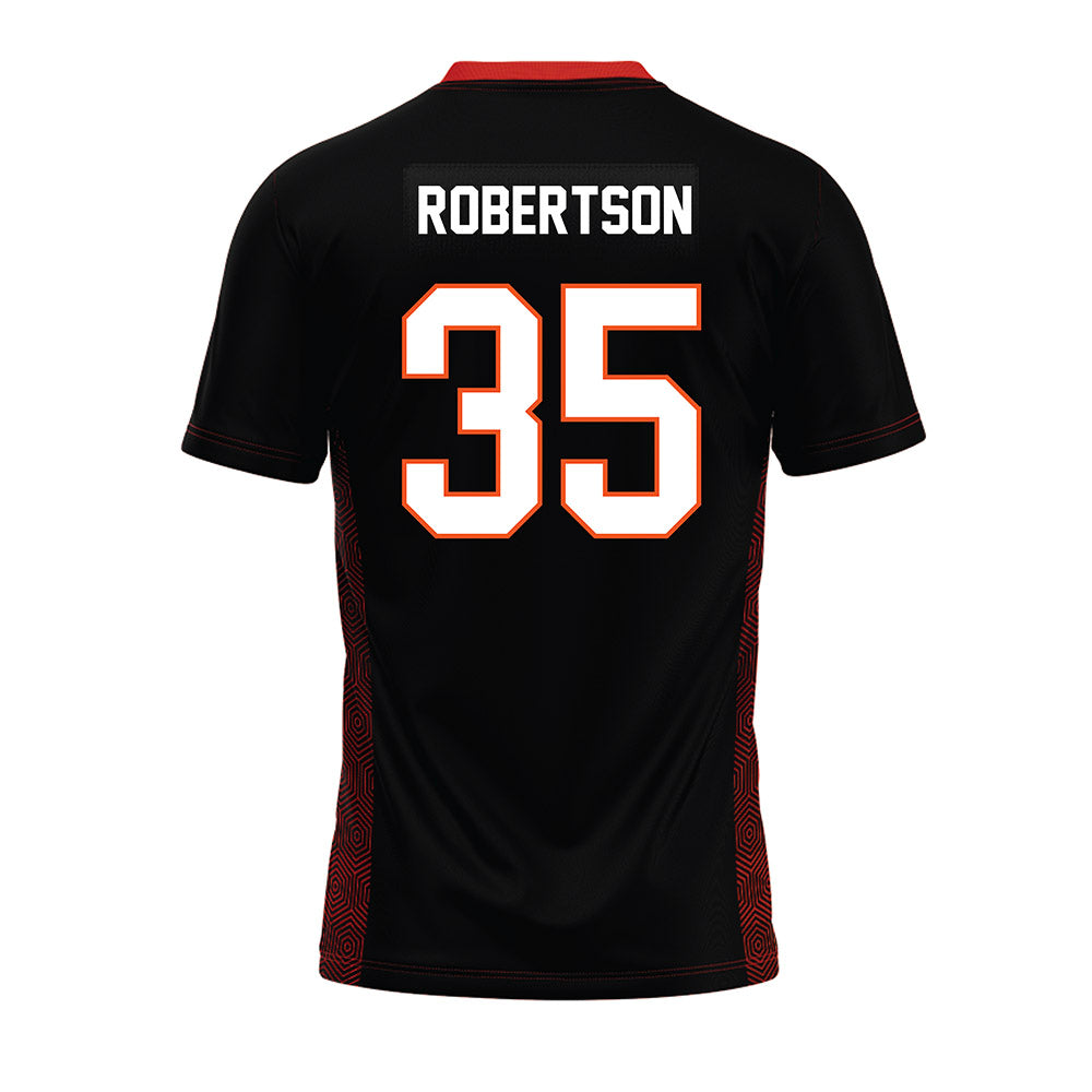 Oklahoma State - NCAA Football : Baxter Robertson - Black Premium Football Jersey