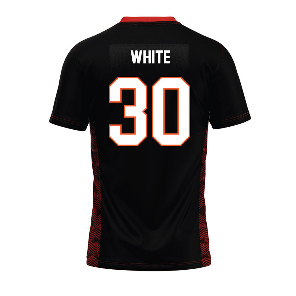 Oklahoma State - NCAA Football : Trip White - Black Premium Football Jersey-1