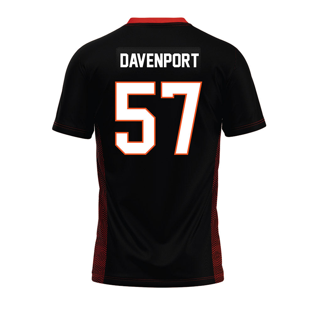 Oklahoma State - NCAA Football : Aidan Davenport - Black Premium Football Jersey