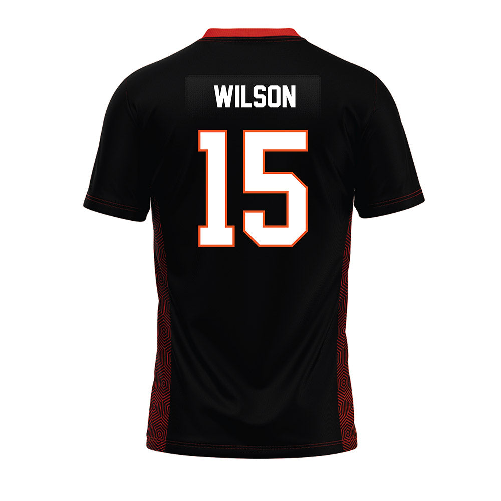 Oklahoma State - NCAA Football : Garret Wilson - Black Premium Football Jersey