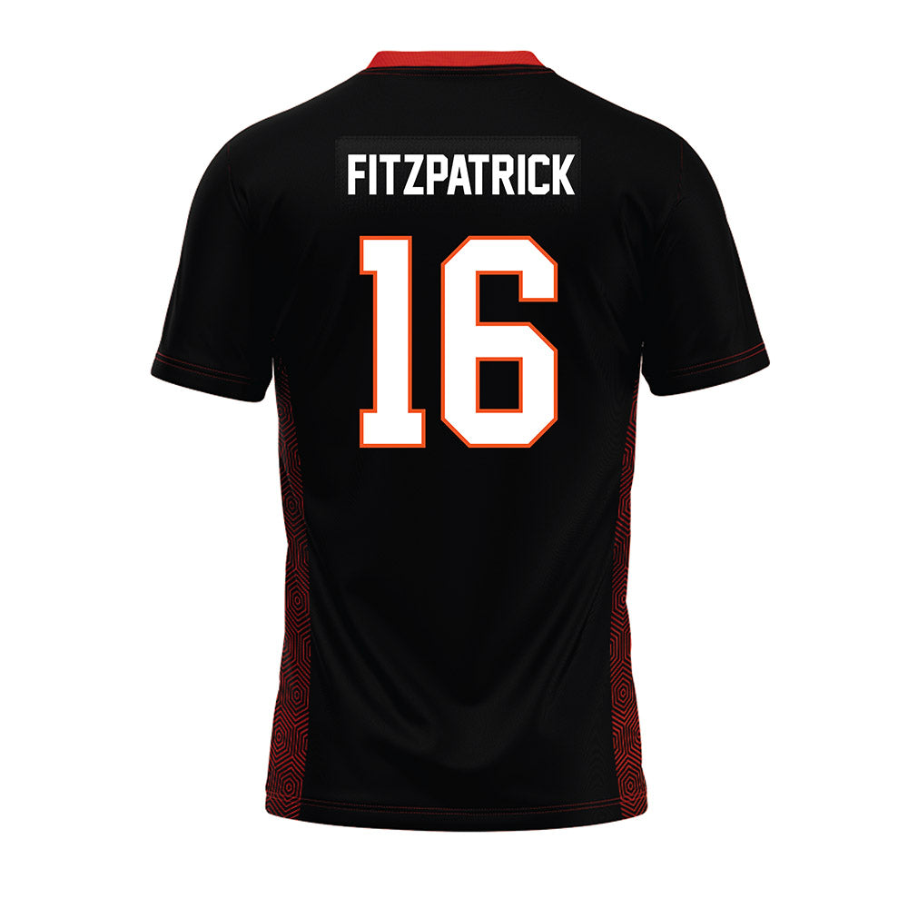 Oklahoma State - NCAA Football : Christian Fitzpatrick - Black Premium Football Jersey-1