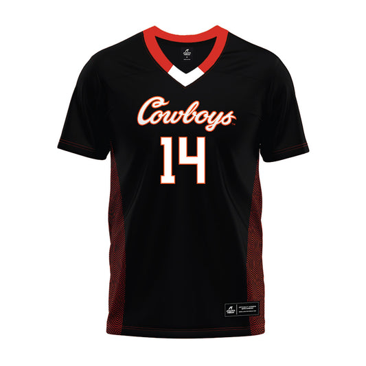 Oklahoma State - NCAA Football : Landyn Cleveland - Black Premium Football Jersey