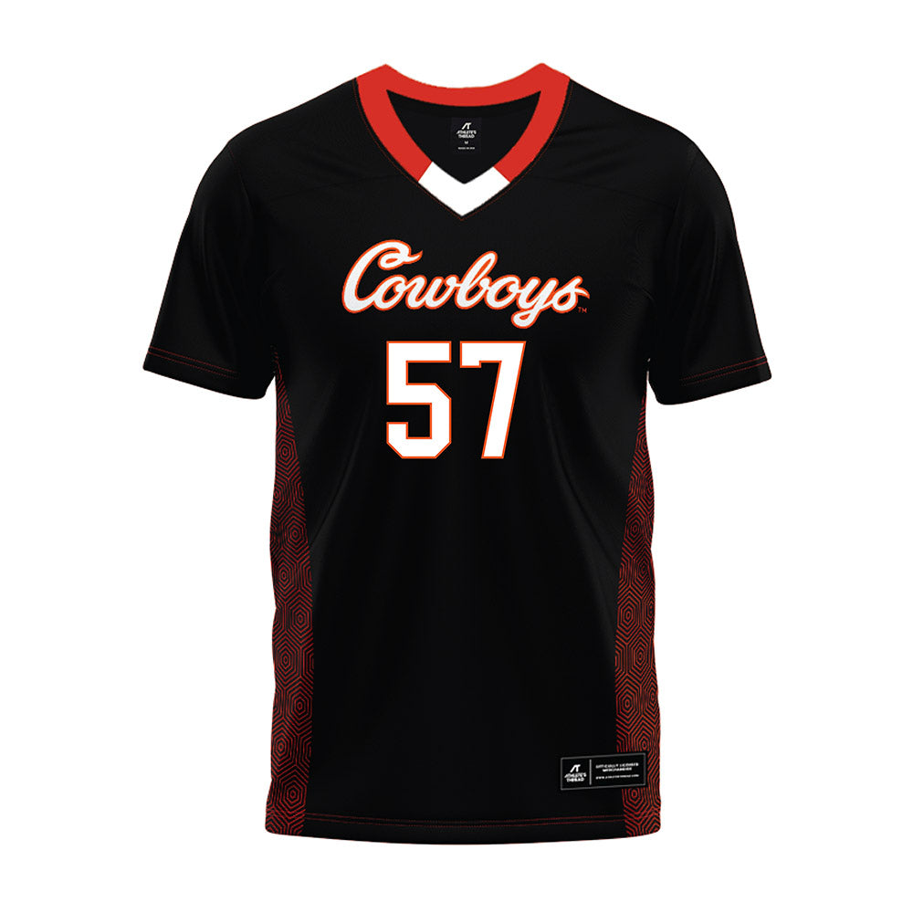 Oklahoma State - NCAA Football : Aidan Davenport - Black Premium Football Jersey