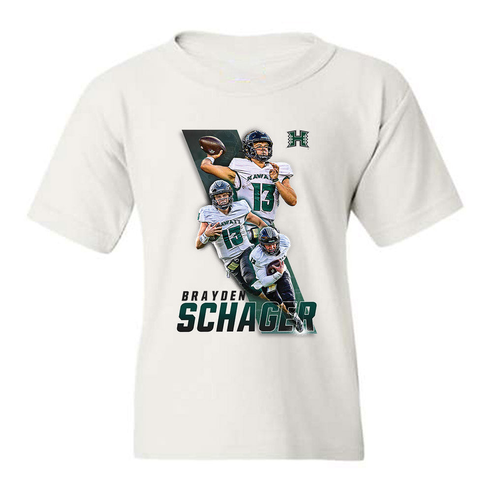 Hawaii - NCAA Football : Brayden Schager - Youth T-Shirt Player Collage