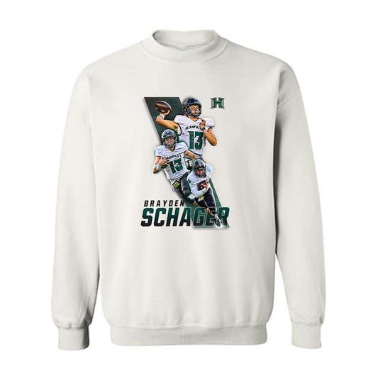 Hawaii - NCAA Football : Brayden Schager - Crewneck Sweatshirt Player Collage