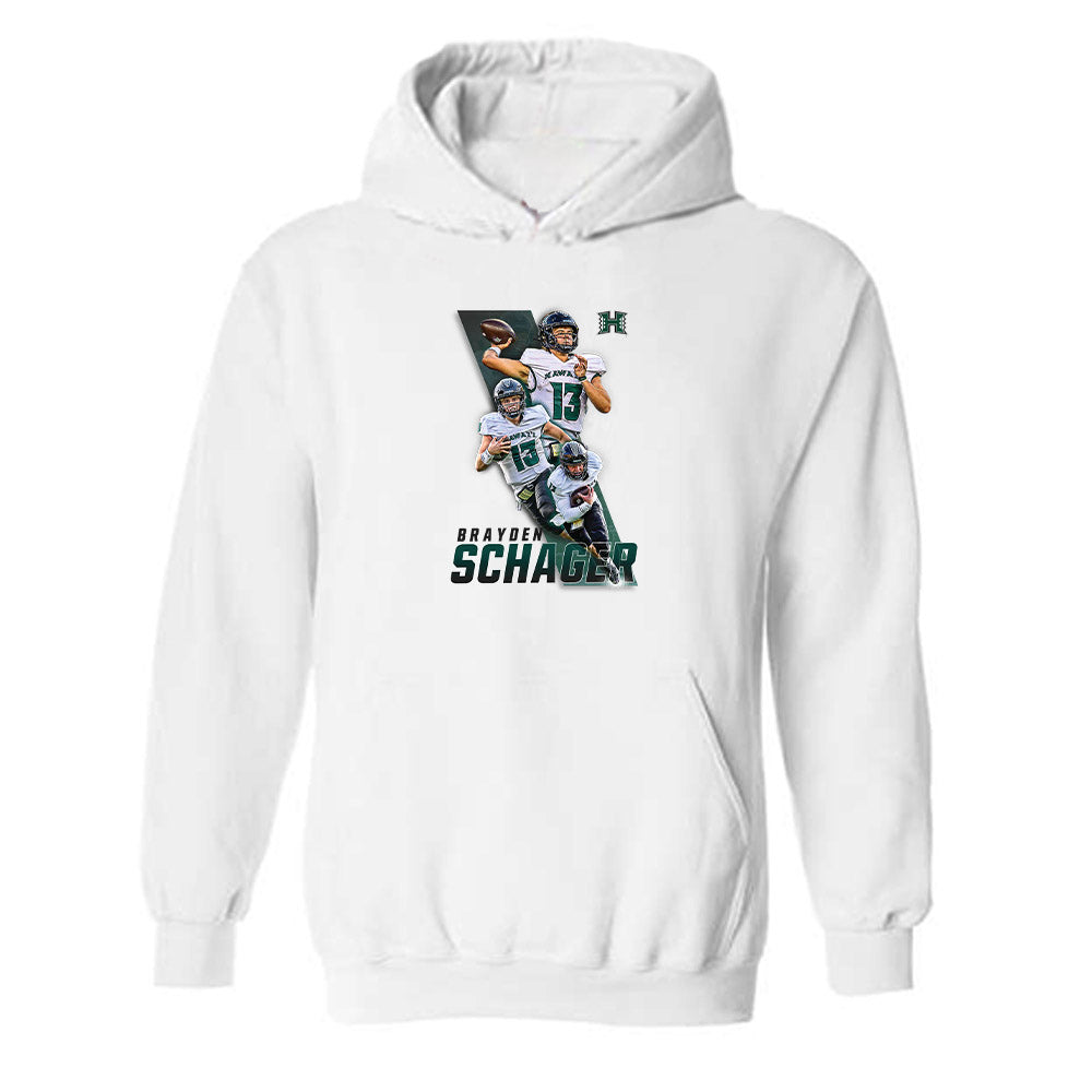 Hawaii - NCAA Football : Brayden Schager - Hooded Sweatshirt Player Collage