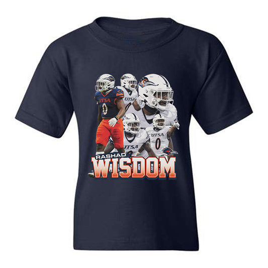 UTSA - NCAA Football : Rashad Wisdom - Youth T-Shirt Player Collage