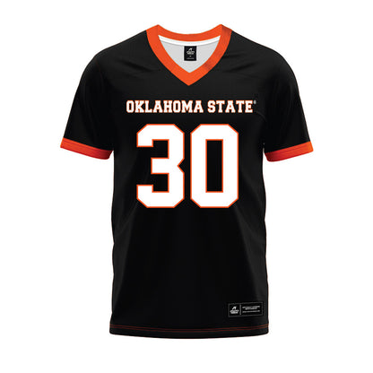 Oklahoma State - NCAA Football : Trip White - Black Premium Football Jersey-0