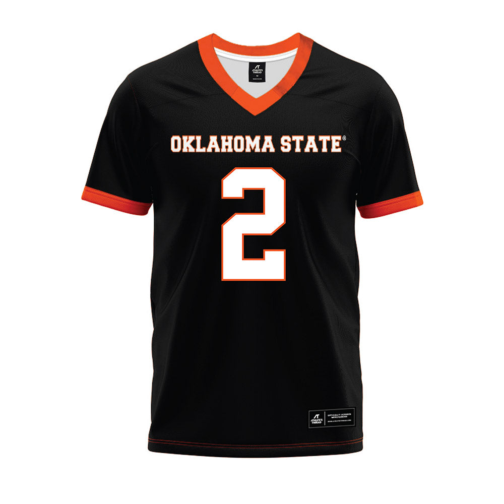 Oklahoma State - NCAA Football : Jaylin Davies - Black Premium Football Jersey-0