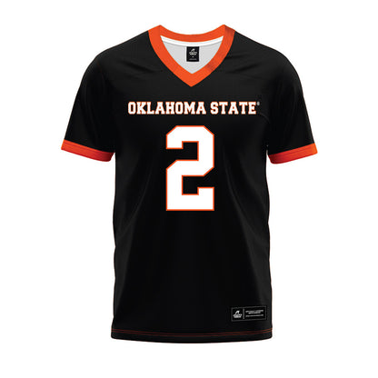Oklahoma State - NCAA Football : Jaylin Davies - Black Premium Football Jersey-0