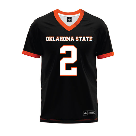 Oklahoma State - NCAA Football : Jaylin Davies - Black Premium Football Jersey-0