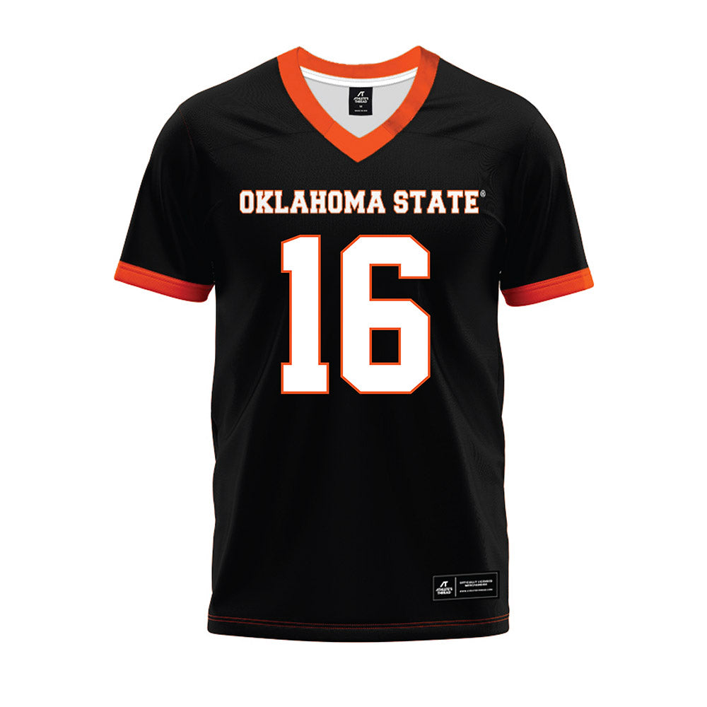 Oklahoma State - NCAA Football : Christian Fitzpatrick - Black Premium Football Jersey-0