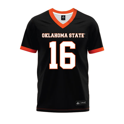 Oklahoma State - NCAA Football : Christian Fitzpatrick - Black Premium Football Jersey-0