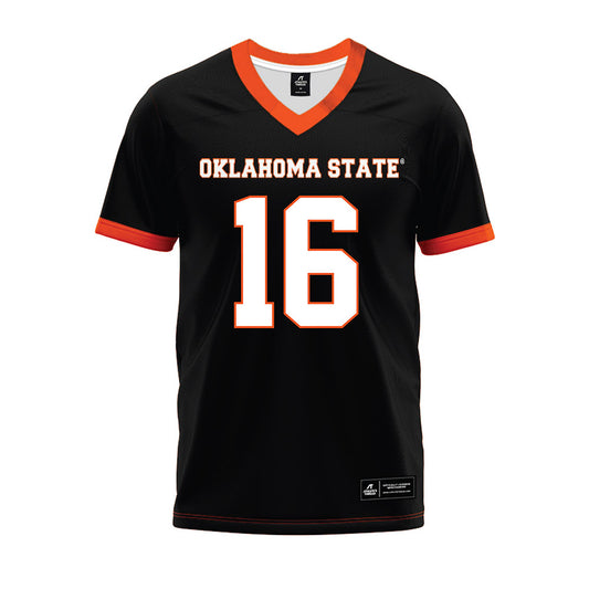 Oklahoma State - NCAA Football : Christian Fitzpatrick - Black Premium Football Jersey-0